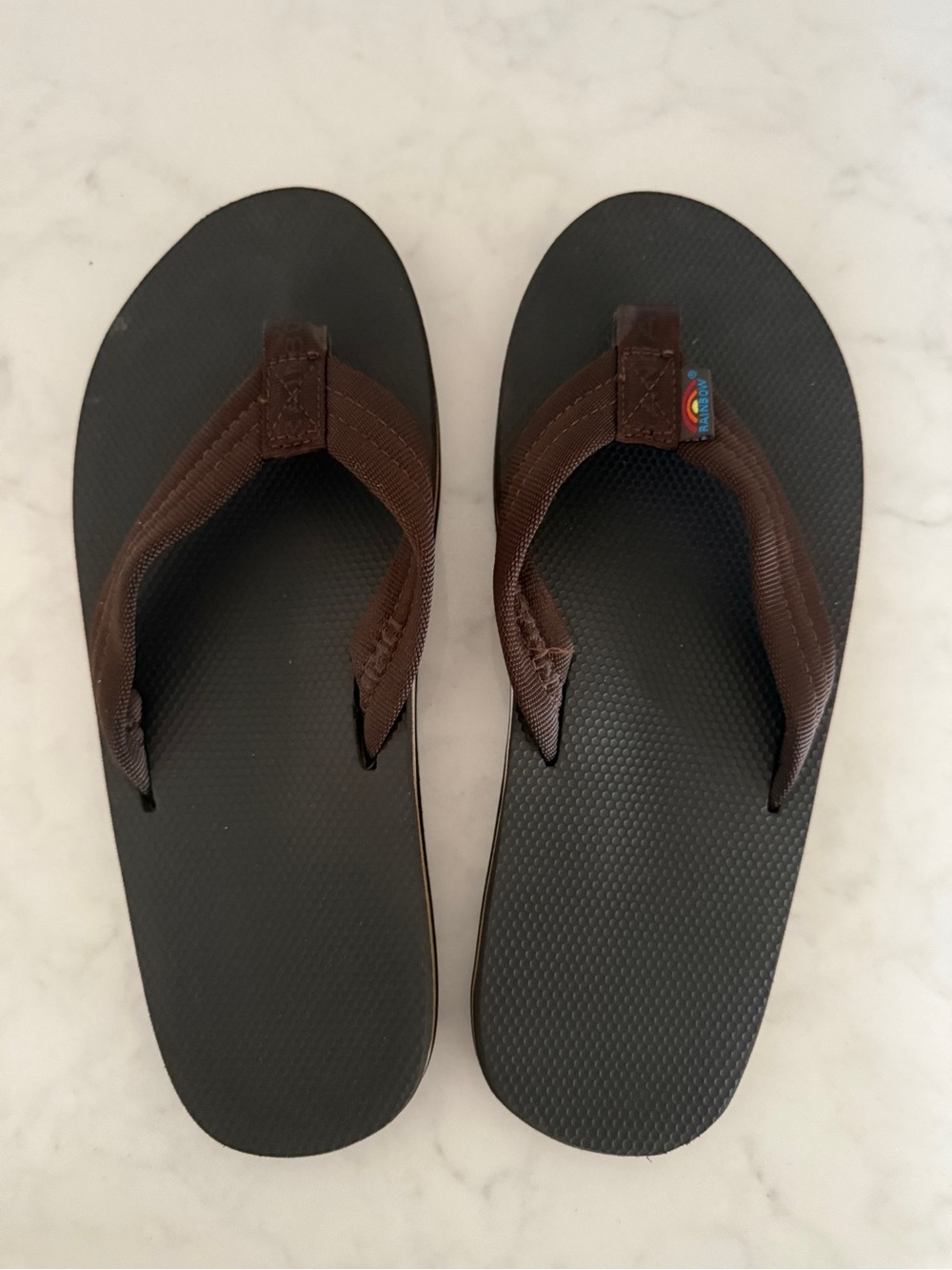 Rainbow Men's Brown Classic Rubber Single Layer Arch Support Sandals size M